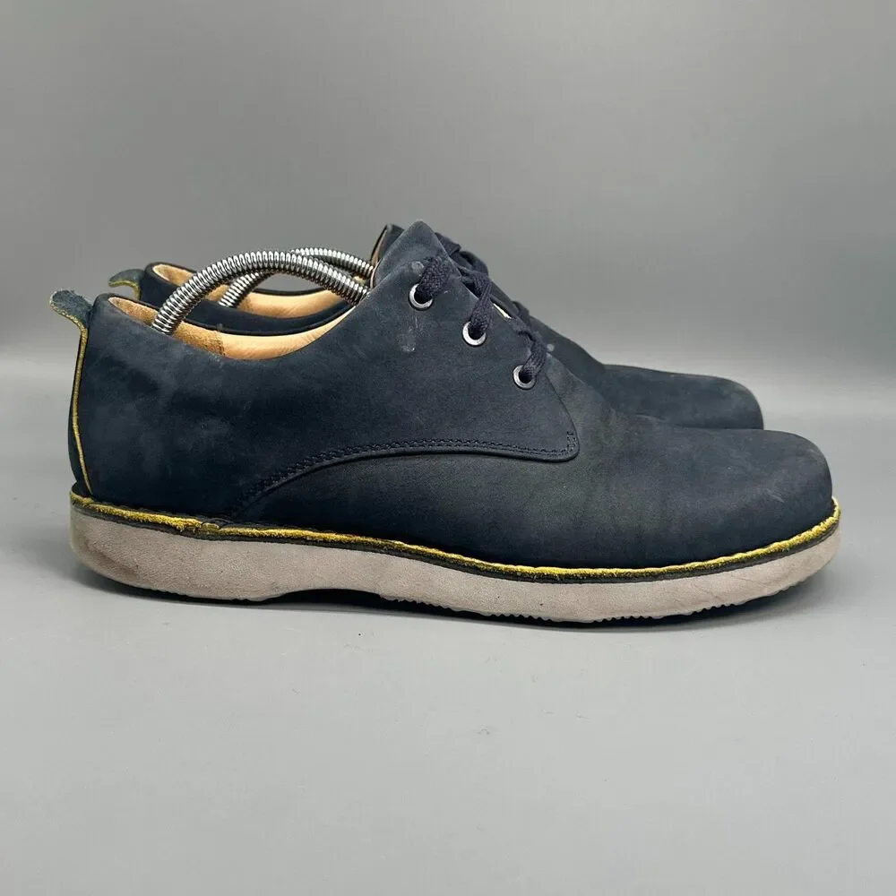 Samuel Hubbard Free Men 11 Navy Blue Nubuck Leather Oxford Shoes Lace-Up Classic